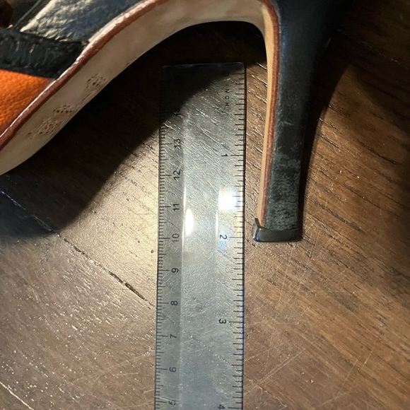 Handmade Leather Orange and Black Tango Heels Size 8 - Picture 8 of 9